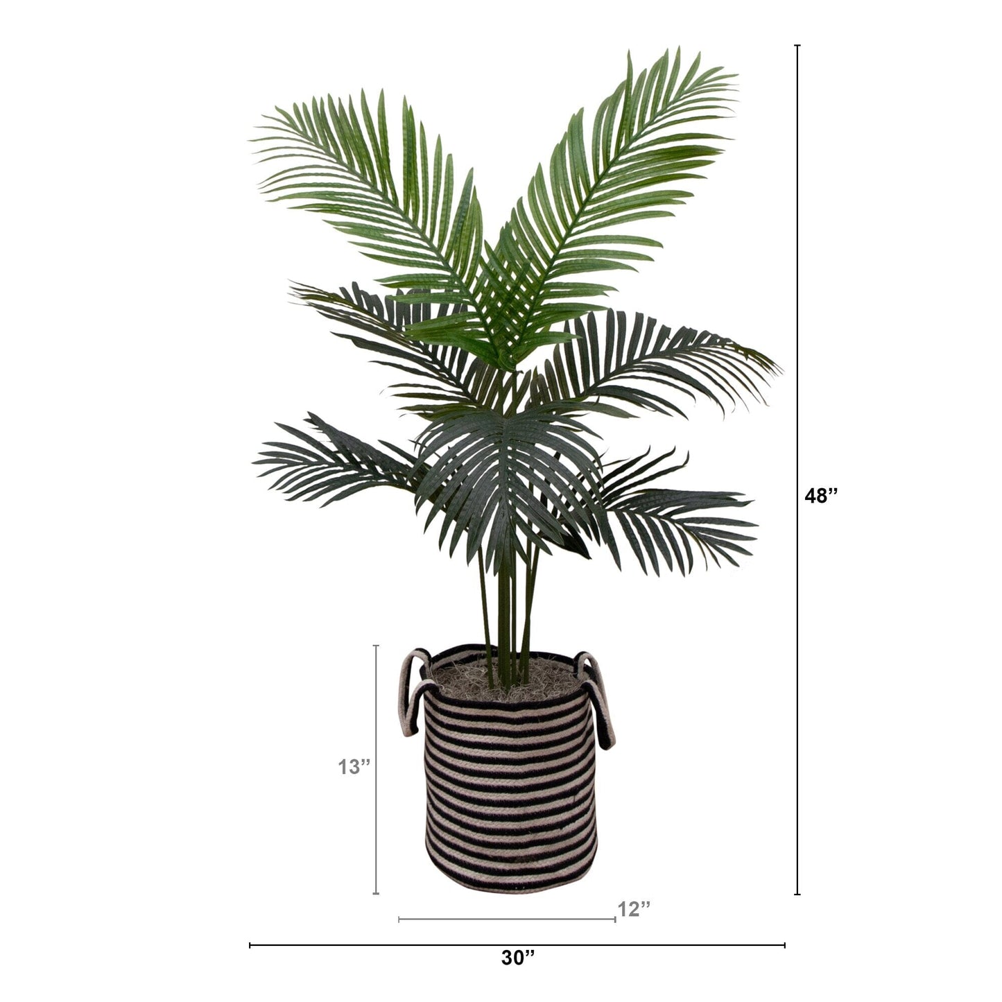 4 Ft Artificial Paradise Palm in a Striped Basket