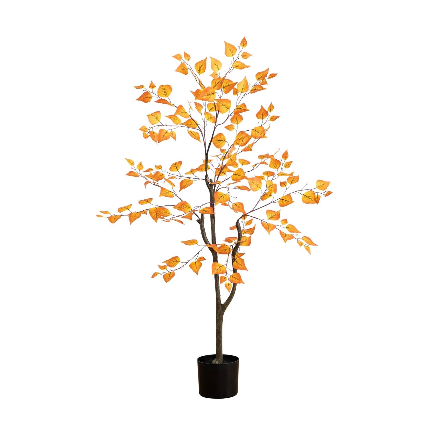 Autumn Birch Leaf Artificial Tree by Nearly Natural in brown pot with orange leaves on Tampa Home & Garden Store