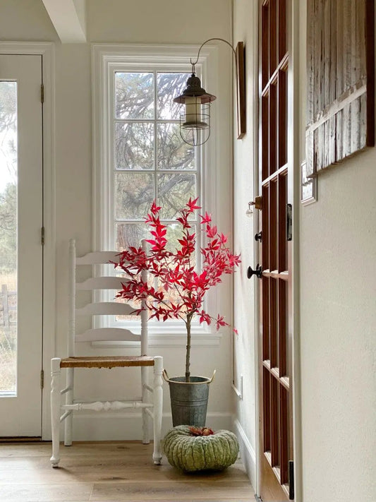 4 ft Autumn Maple artificial tree with red leaves in a metal pot by Nearly Natural on Tampa Home & Garden Store