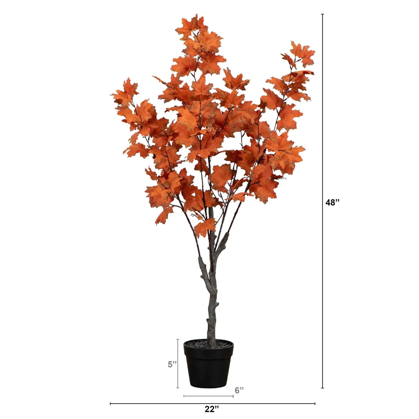 Autumn Smoky Maple artificial tree Nearly Natural orange maple leaves in black planter 4 ft tall on Tampa Home & Garden Store
