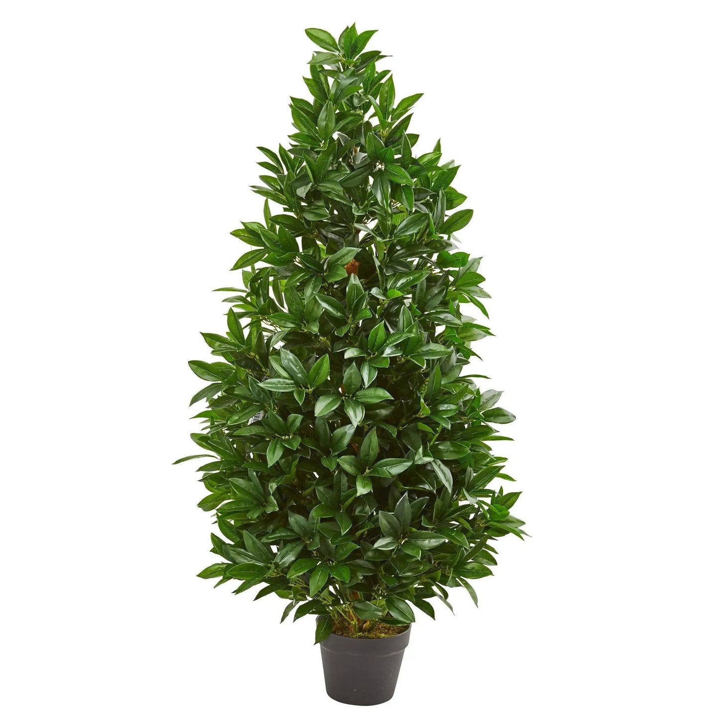 4 ft Bay Leaf Topiary Tree with glossy green leaves in a dark pot indoor UV resistant on Tampa Home & Garden Store