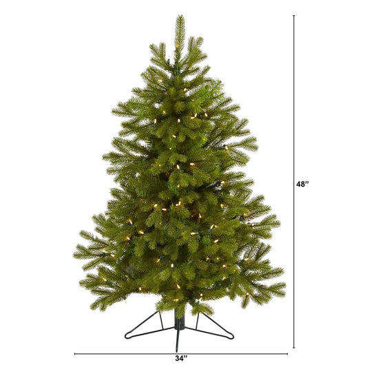 Cambridge Spruce 4 ft artificial Christmas tree with lights, green by Nearly Natural on Tampa Home & Garden Store