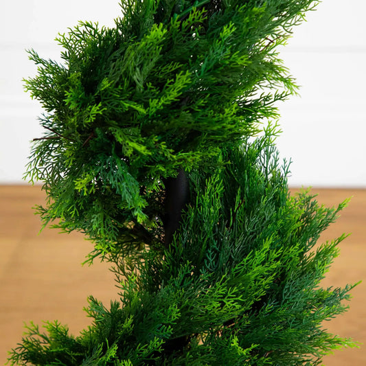 4 ft Cypress Spiral Silk Tree lifelike greens Nearly Natural on Tampa Home & Garden Store