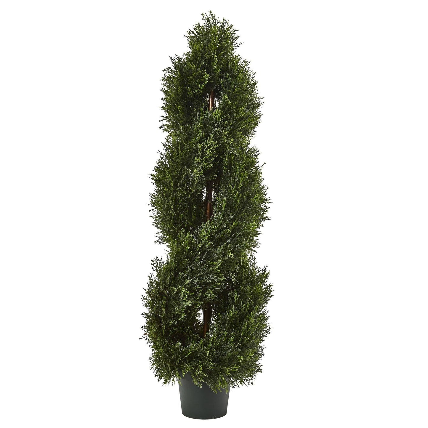 4 ft double pond cypress spiral topiary UV resistant indoor/outdoor Nearly Natural in pot on Tampa Home & Garden Store