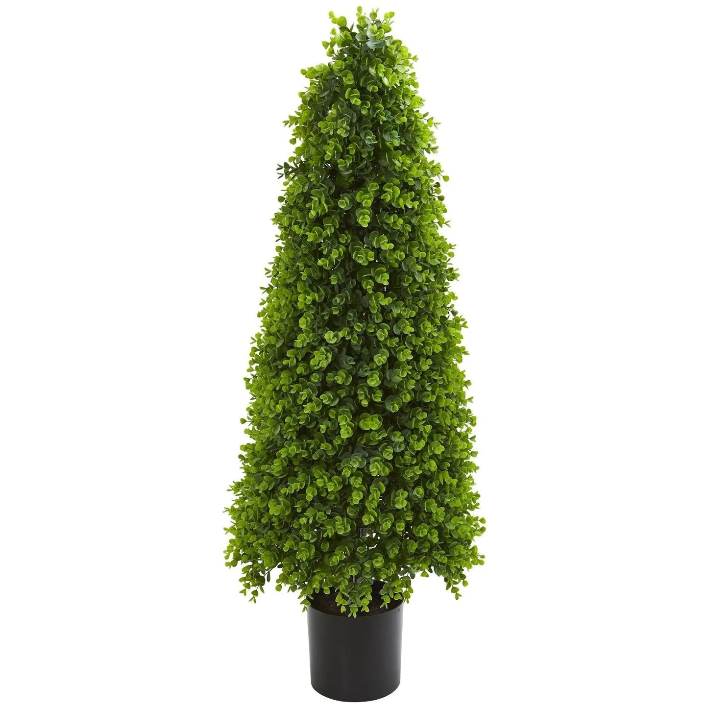 4 ft Nearly Natural eucalyptus topiary tree, artificial indoor/outdoor in black pot on Tampa Home & Garden Store