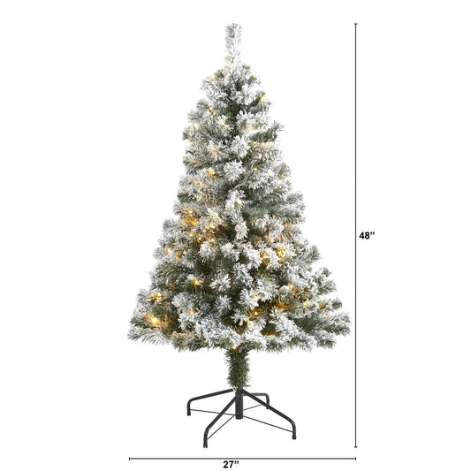 4' Flocked West Virginia Fir Artificial Christmas Tree with 100 Clear LED Lights - Tampa Home & Garden Store
