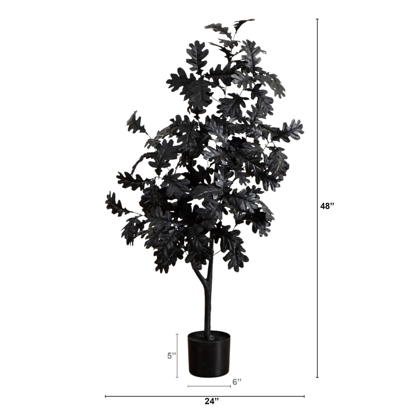 4' Artificial Halloween Black Oak Tree by Nearly Natural with black foliage in a black pot on Tampa Home & Garden Store