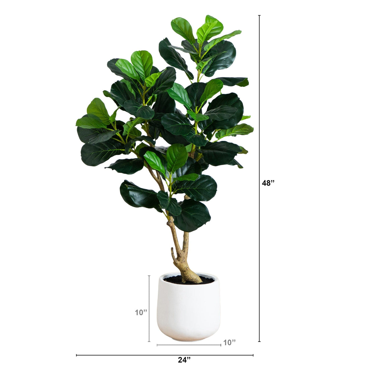 4 ft artificial fiddle leaf tree in white decorative planter with lush green leaves on Tampa Home & Garden Store