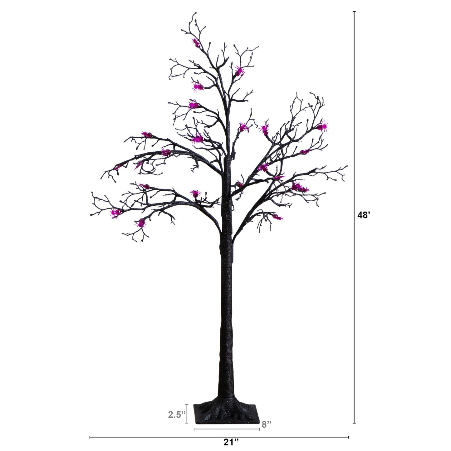 4' Pre-Lit Halloween Spider Twig Tree with 48 Purple LED Lights on black twig branches by Nearly Natural on Tampa Home & Garden Store