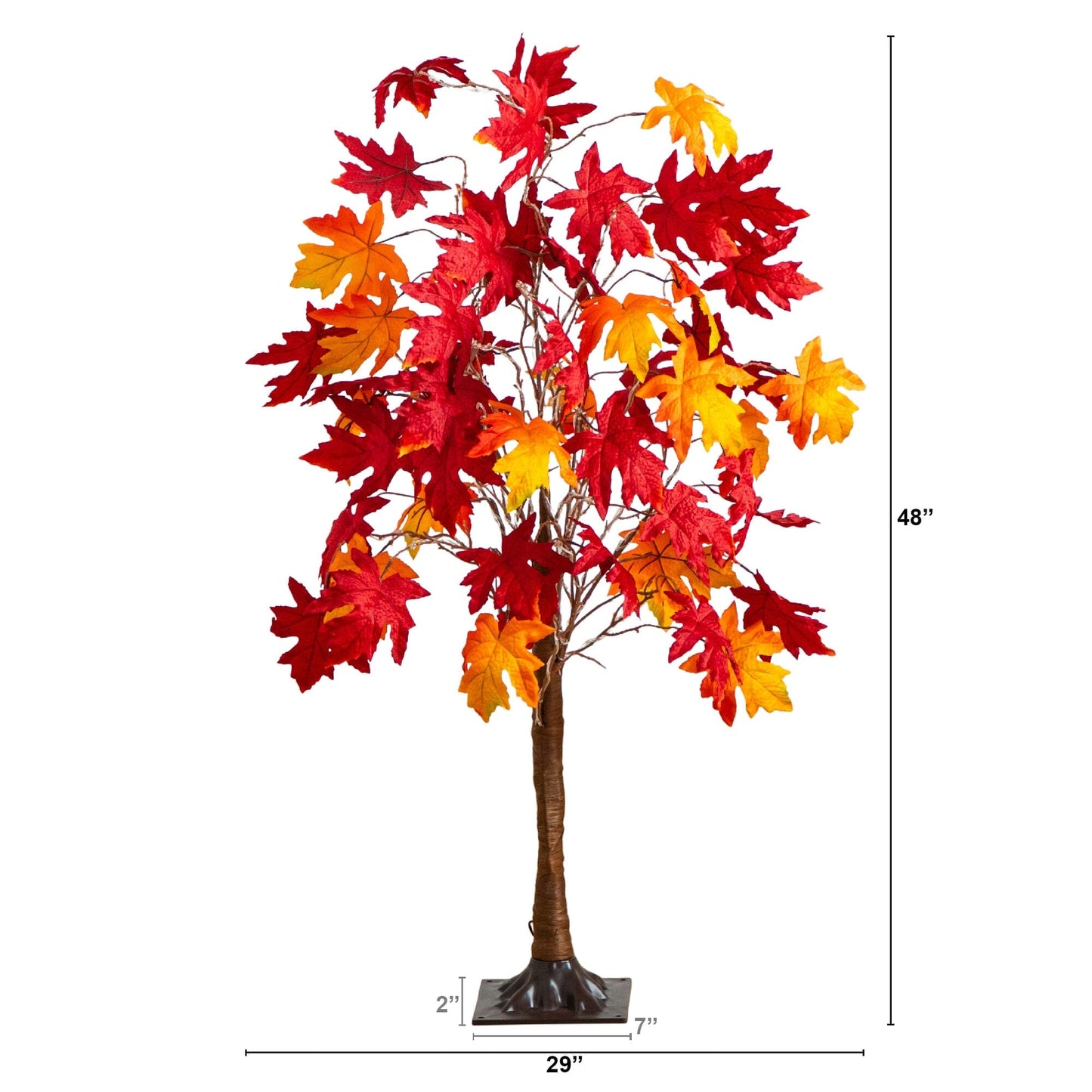 4' Pre-Lit Autumn Weeping Maple tree with 180 LEDs red orange yellow maple leaves on brown trunk on Tampa Home & Garden Store