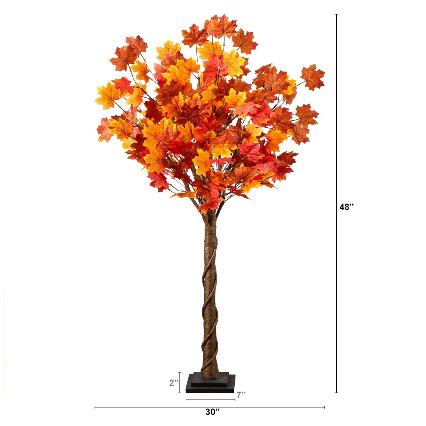 Tree Nearly Natural 4' maple artificial tree with 68 warm white LEDs and maple leaves on Tampa Home & Garden Store