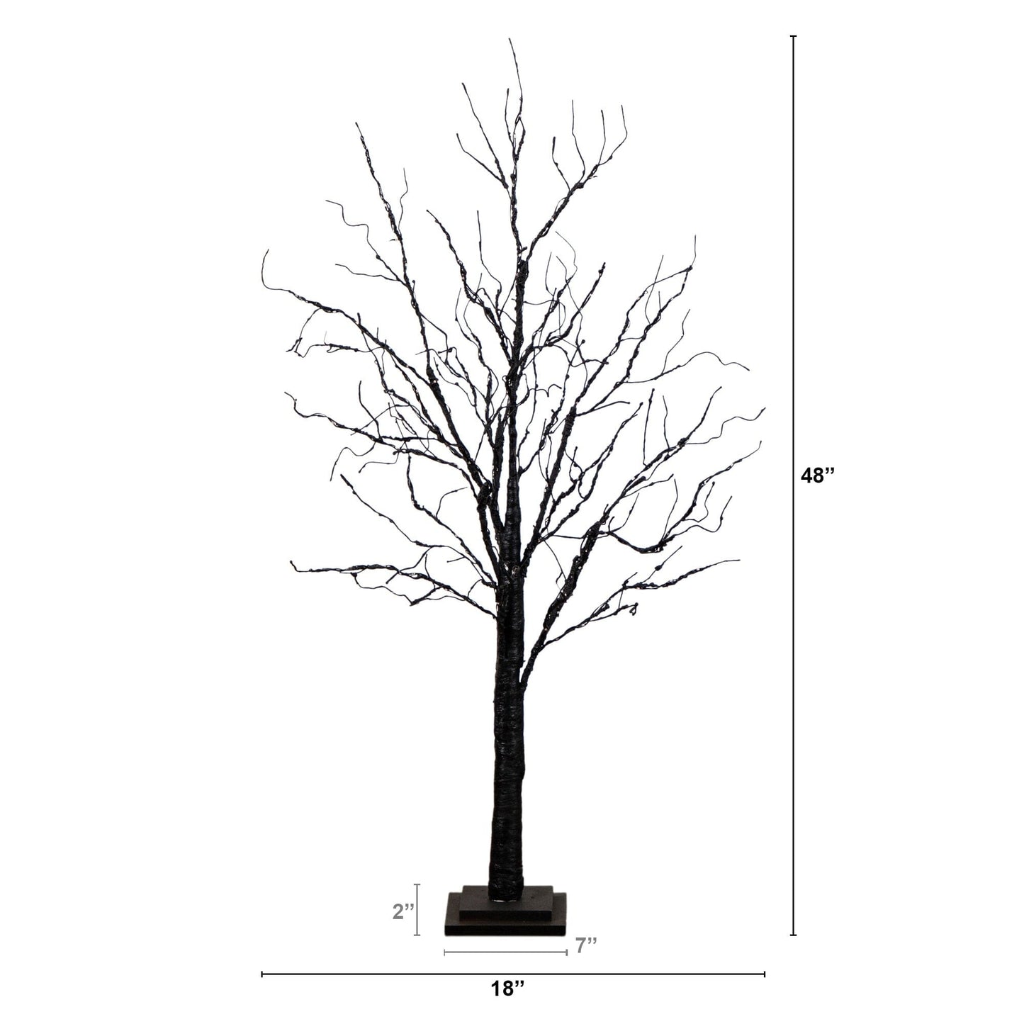 4' Pre-Lit Halloween Black Twig Tree with 180 orange & purple LEDs by Nearly Natural on Tampa Home & Garden Store