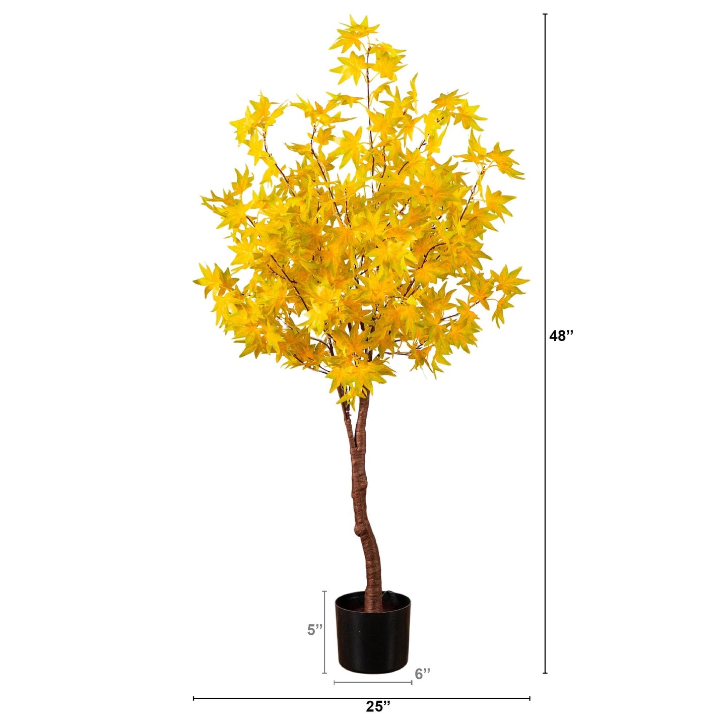 4 ft pre-lit yellow autumn maple artificial tree Nearly Natural with 150 LED lights in black pot on Tampa Home & Garden Store