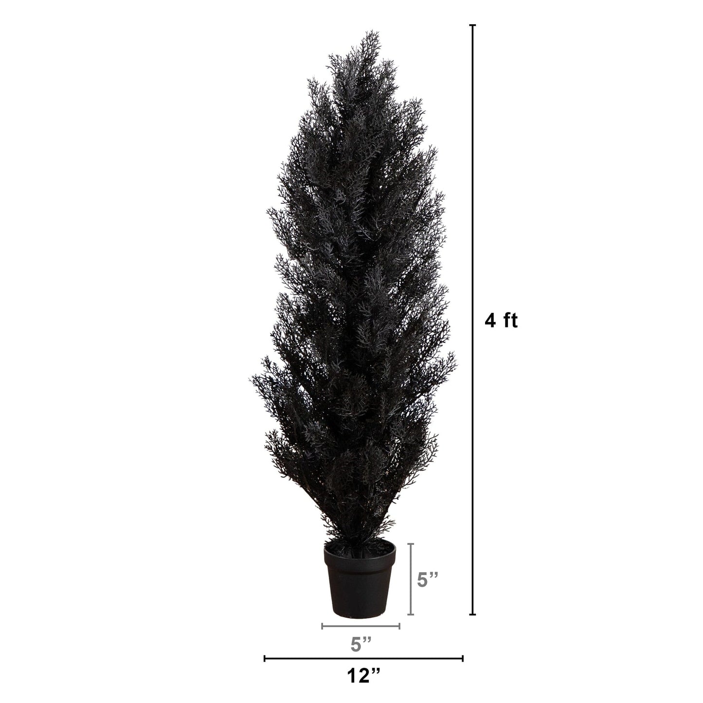 4' UV resistant artificial Halloween black cedar tree in pot Nearly Natural indoor outdoor on Tampa Home & Garden Store