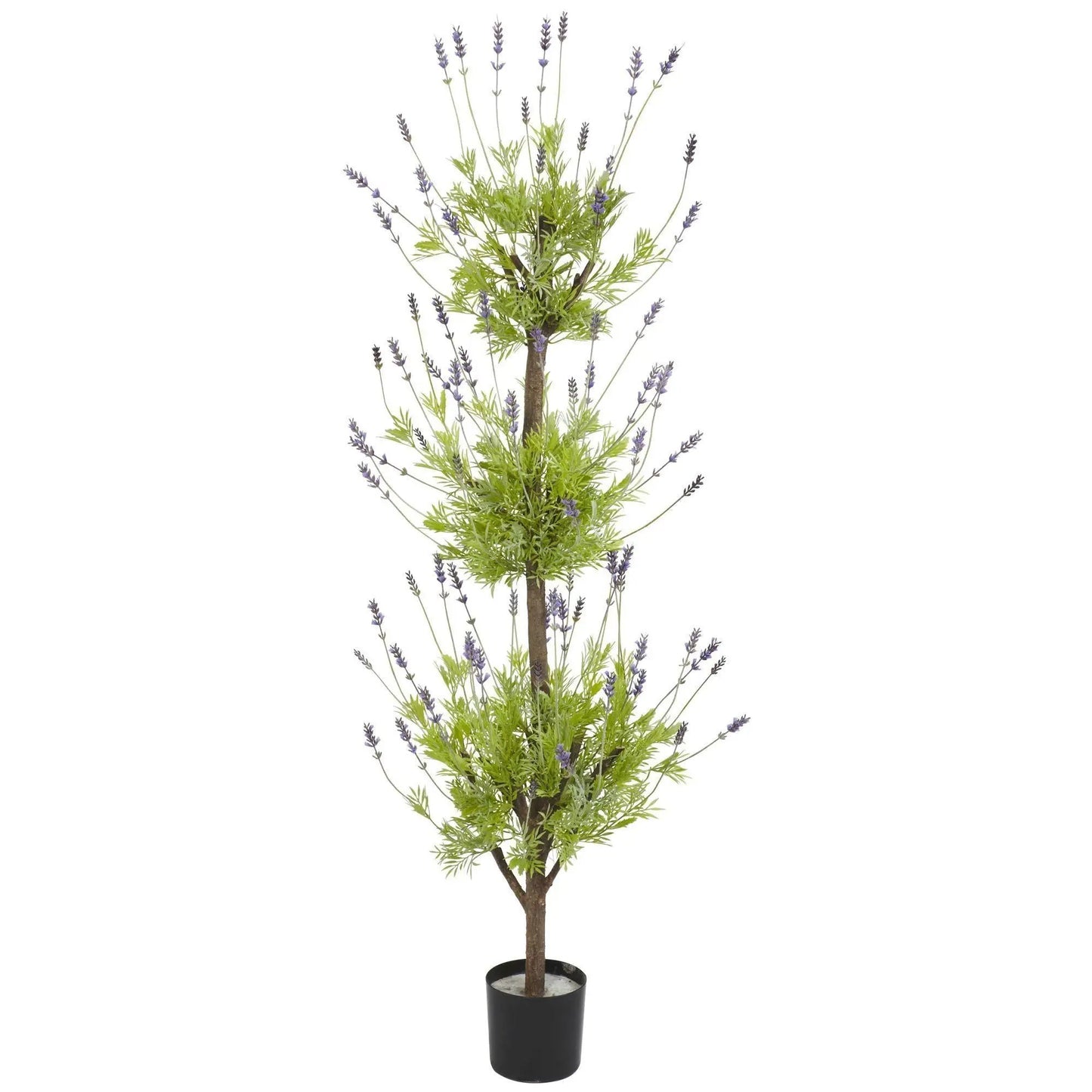 42-inch lavender topiary silk tree with green foliage and purple lavender blooms in a black pot on Tampa Home & Garden Store