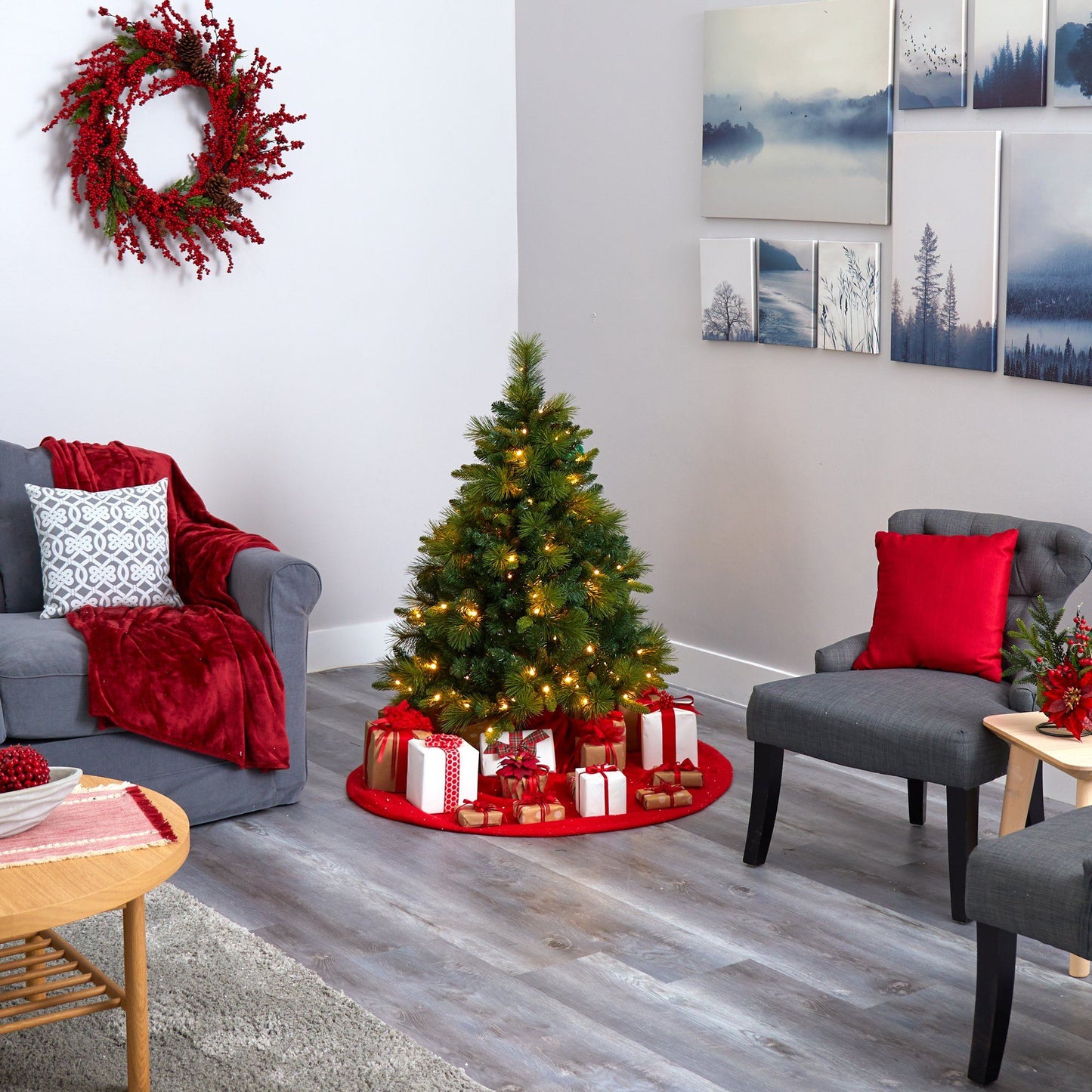 Nearly Natural 4’ North Carolina Mixed Pine artificial Christmas tree with 130 white LEDs on Tampa Home & Garden Store