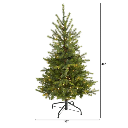 4’ North Carolina Spruce Artificial Christmas Tree with 100 Clear Lights and 207 Bendable Branches - Tampa Home & Garden Store