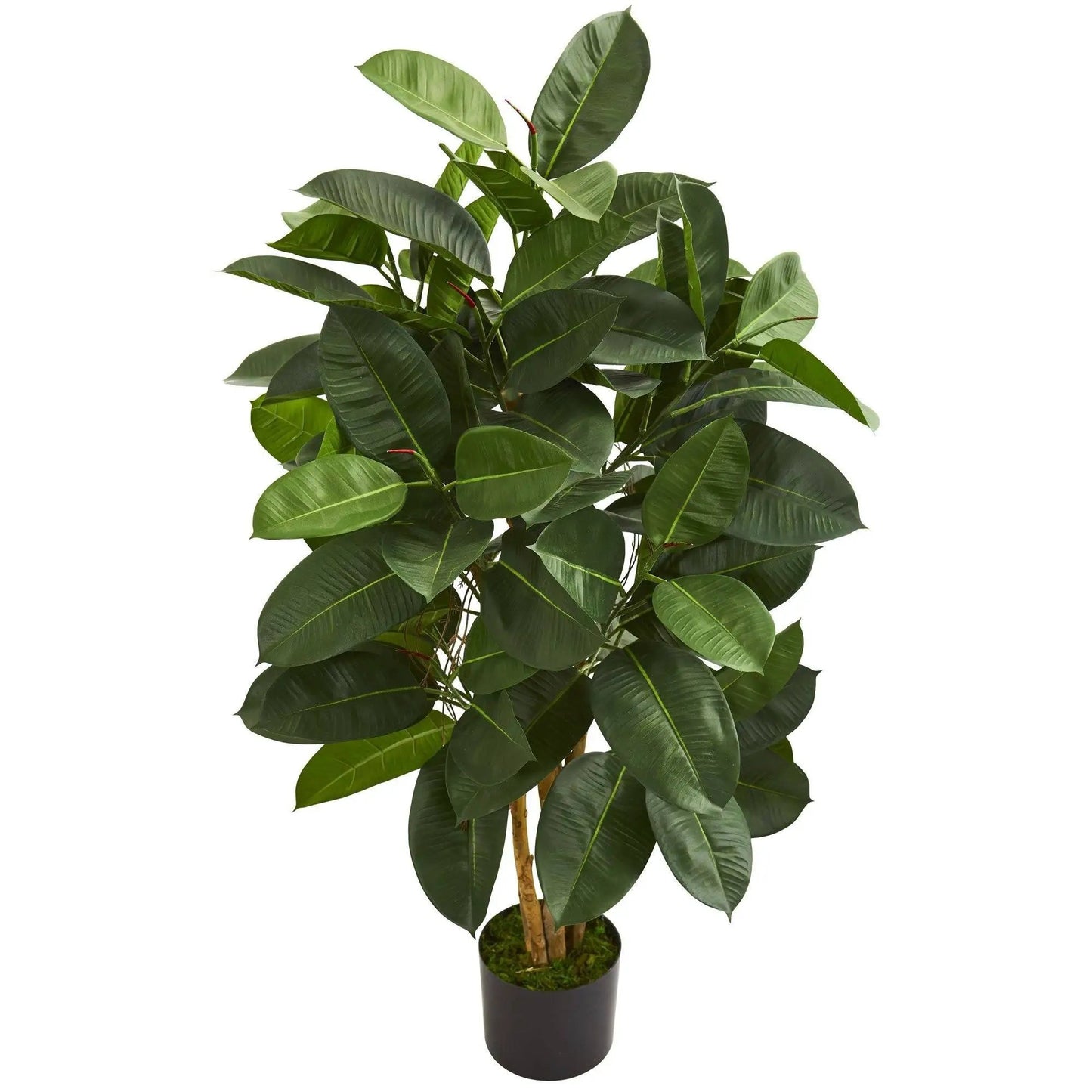 Four Feet Oak Ficus artificial tree with lush green leaves in a black pot by Nearly Natural on Tampa Home & Garden Store