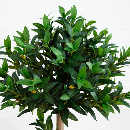 4 ft Olive Topiary in White Planter artificial tree Nearly Natural lush green leaves on Tampa Home & Garden Store