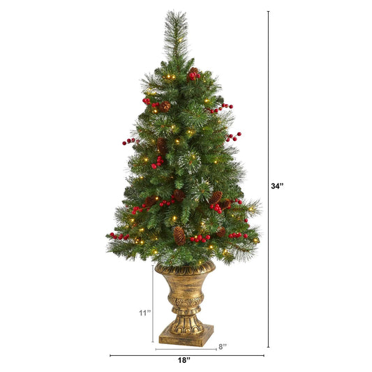 Pinecone and Berries Christmas Tree LED Lights Nearly Natural artificial tree with red berries on Tampa Home & Garden Store