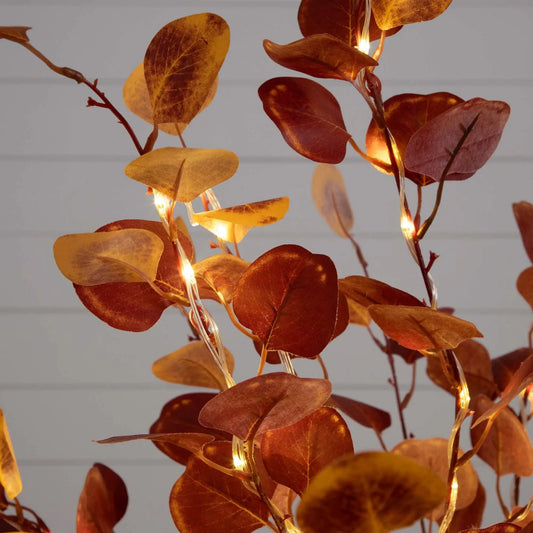 4ft Autumn Eucalyptus Tree with 160 LED Lights warm white copper-toned Nearly Natural on Tampa Home & Garden Store