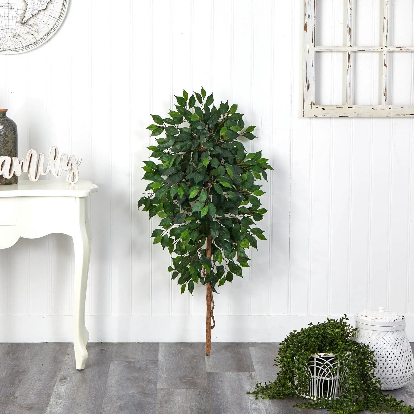 Ficus Artificial Tree, Nearly Natural, 4 ft, single, no pot, green leaves for indoor decor on Tampa Home & Garden Store