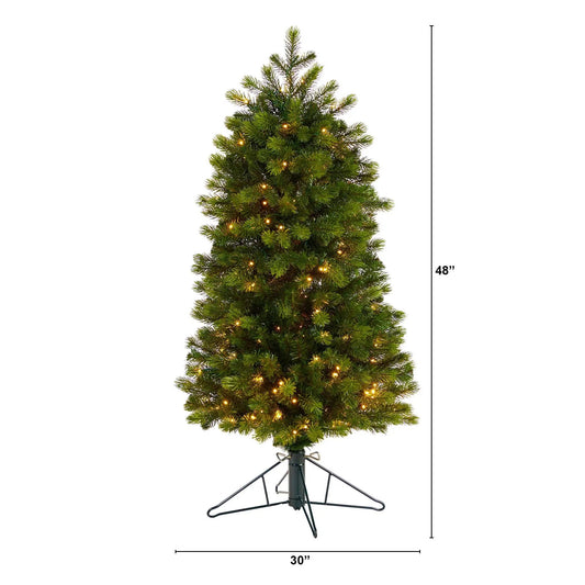 4’ Slim Colorado Mountain Spruce Artificial Christmas Tree with 150 (Multifunction) Micro LED Lights and 360 Branches - Tampa Home & Garden Store