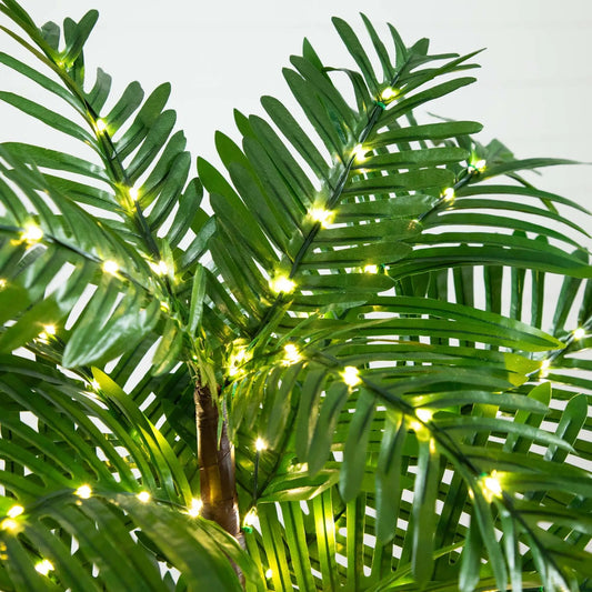 UV Resistant Lighted Palm Tree with LEDs, green artificial palm with warm white lights on Tampa Home & Garden Store