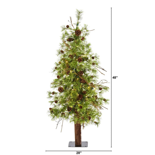 Wyoming Alpine 4ft artificial Christmas tree with pine cones and natural trunk by Nearly Natural on Tampa Home & Garden Store