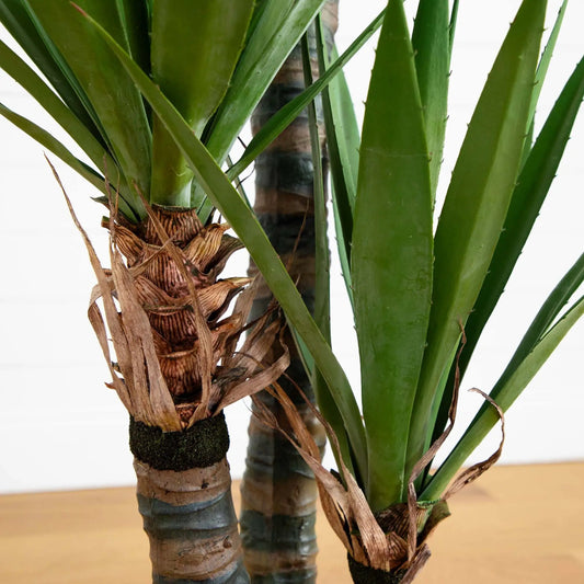 Yucca Artificial Tree with Three Textured Trunks, Nearly Natural, green leaves on Tampa Home & Garden Store