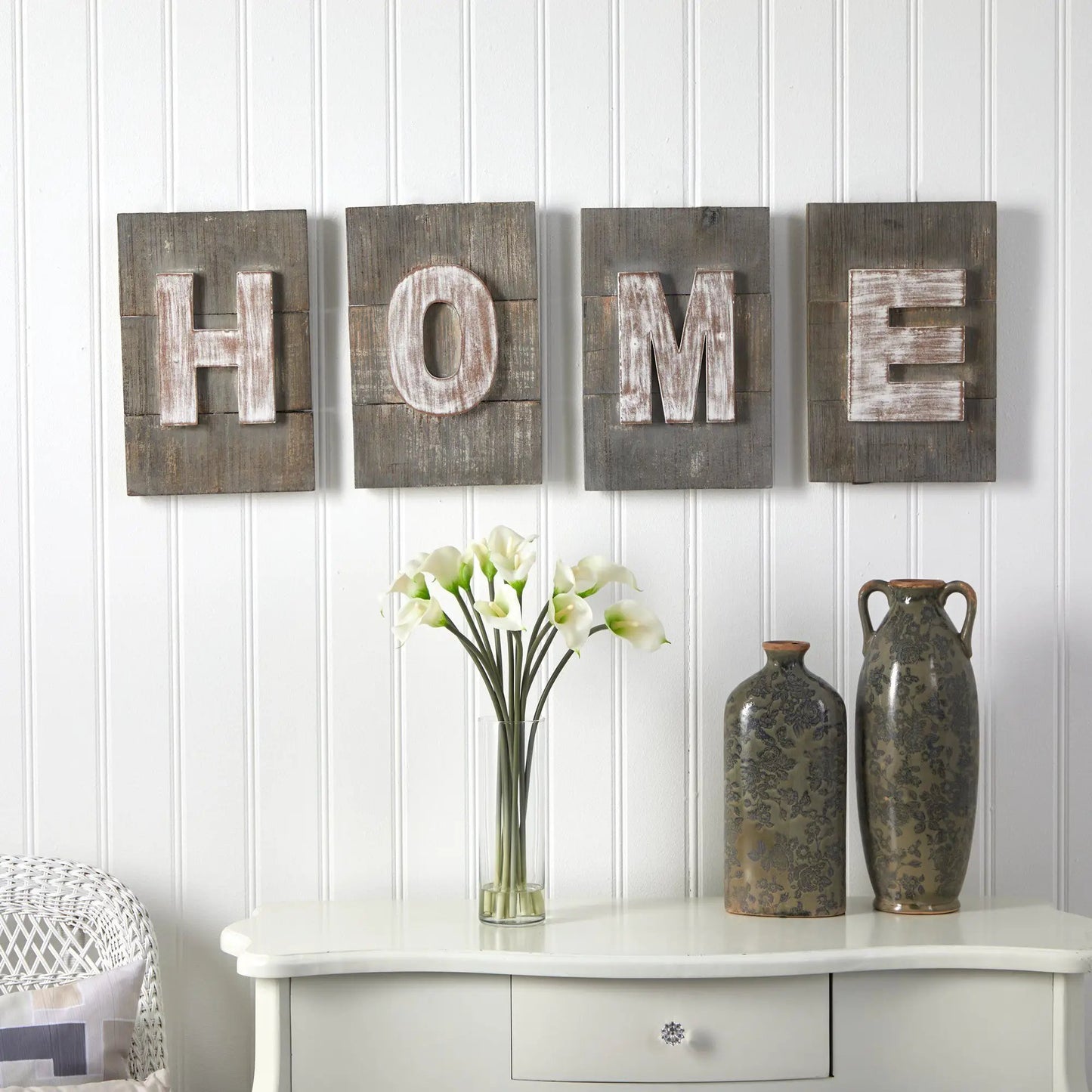 40 Inch Rustic Farmhouse Home Wall Art on distressed wooden blocks on Tampa Home & Garden Store