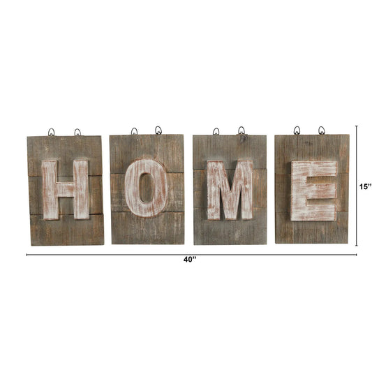 40 Inch Rustic Farmhouse Home Wall Art set of 4 weathered wood letter panels spelling HOME on Tampa Home & Garden Store