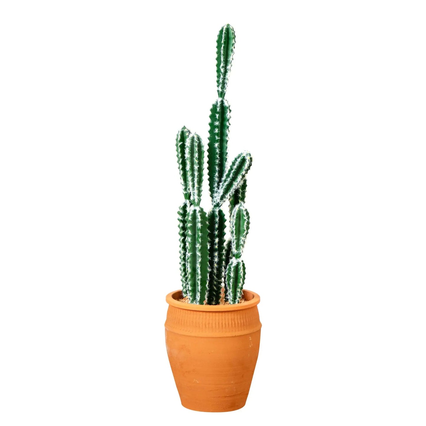 41 Inch artificial cactus in terracotta planter green stems with white spines Nearly Natural on Tampa Home & Garden Store