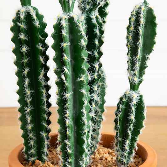 41 Inch artificial cactus in terracotta planter with white spines Nearly Natural on Tampa Home & Garden Store