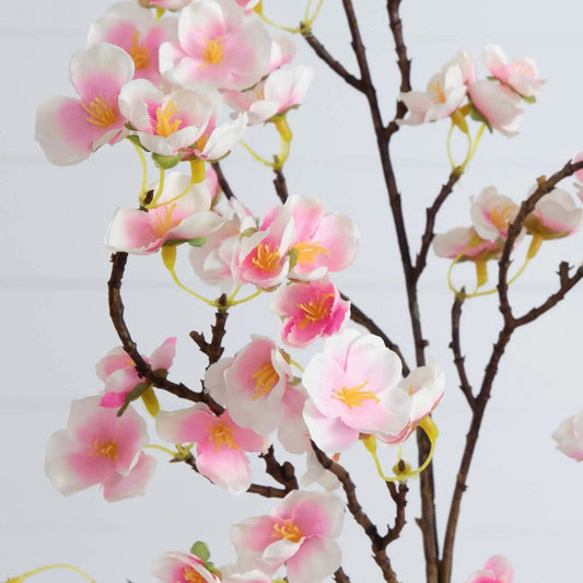 Cherry blossom stems set of 3 with pink and white petals and yellow centers on brown branches on Tampa Home & Garden Store