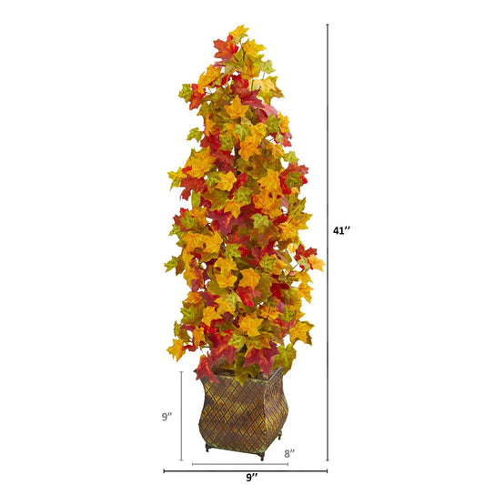 Nearly Natural 41-inch Autumn Maple Artificial Tree in lattice metal planter with autumn leaves on Tampa Home & Garden Store