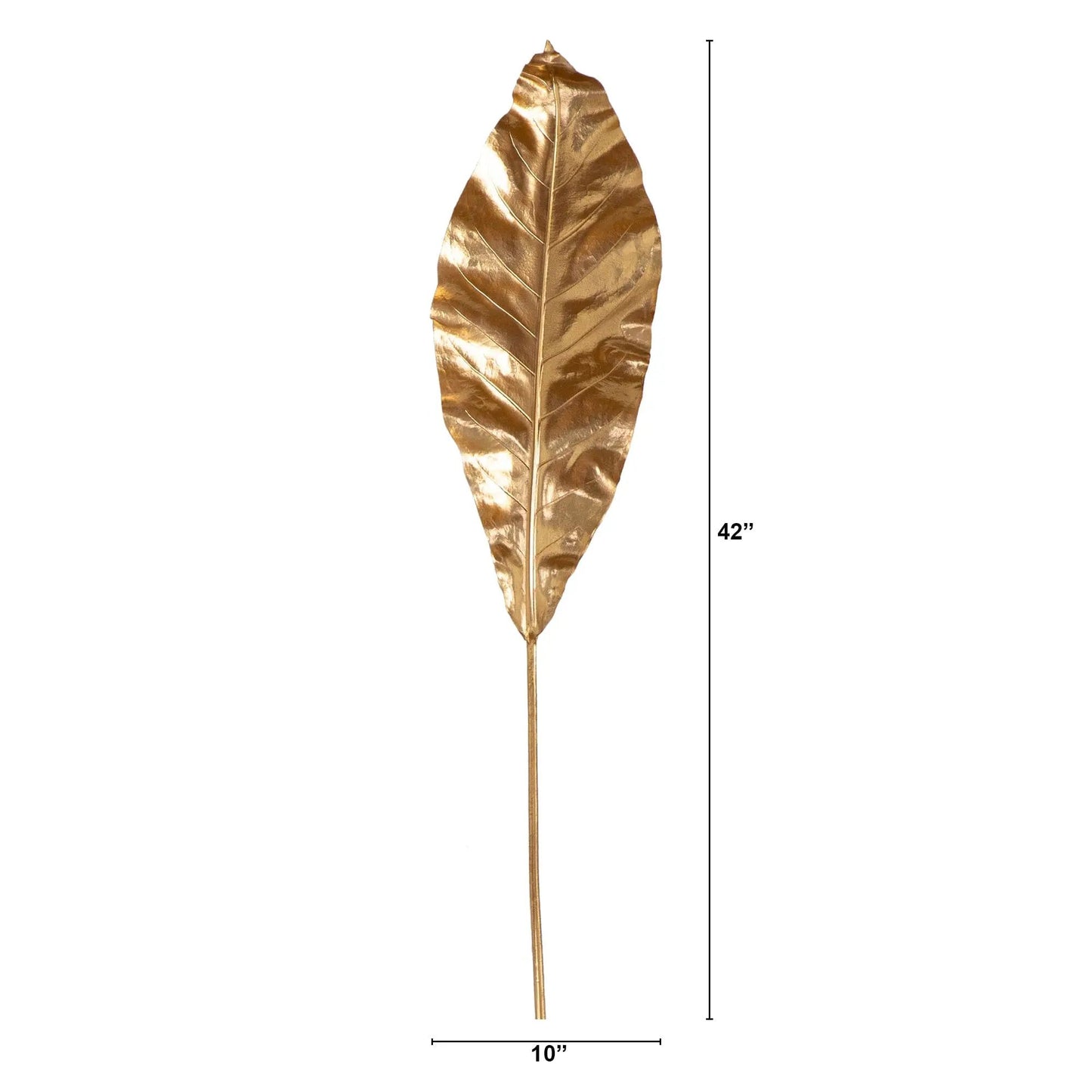 Artificial palm leaf stem in metallic gold finish, 42-inch tall on Tampa Home & Garden Store