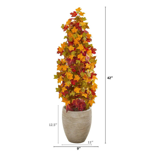 Autumn Maple Artificial Tree in sand-colored planter, Nearly Natural on Tampa Home & Garden Store