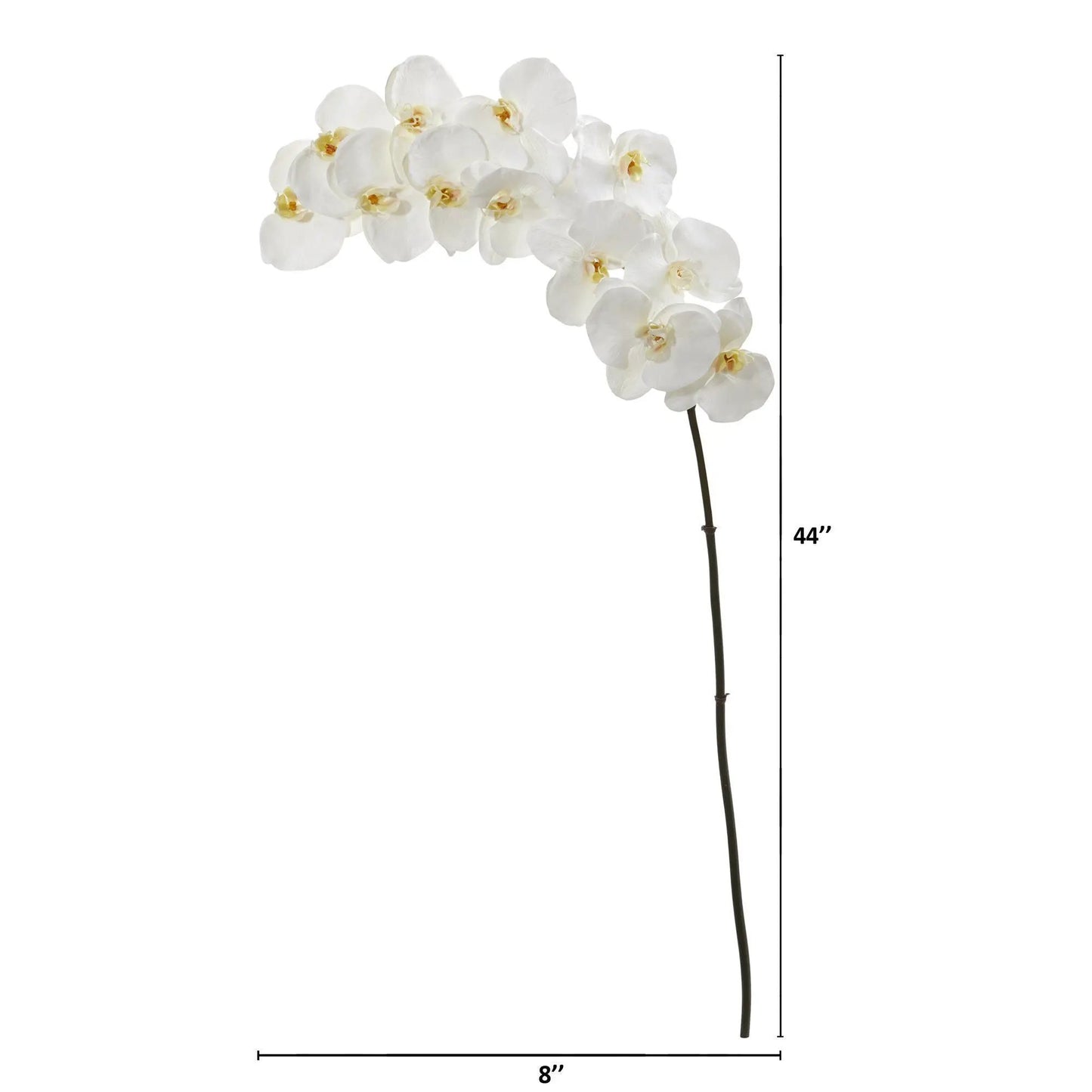 Phalaenopsis orchid artificial flower set, 44-inch stem with white blossoms on Tampa Home & Garden Store