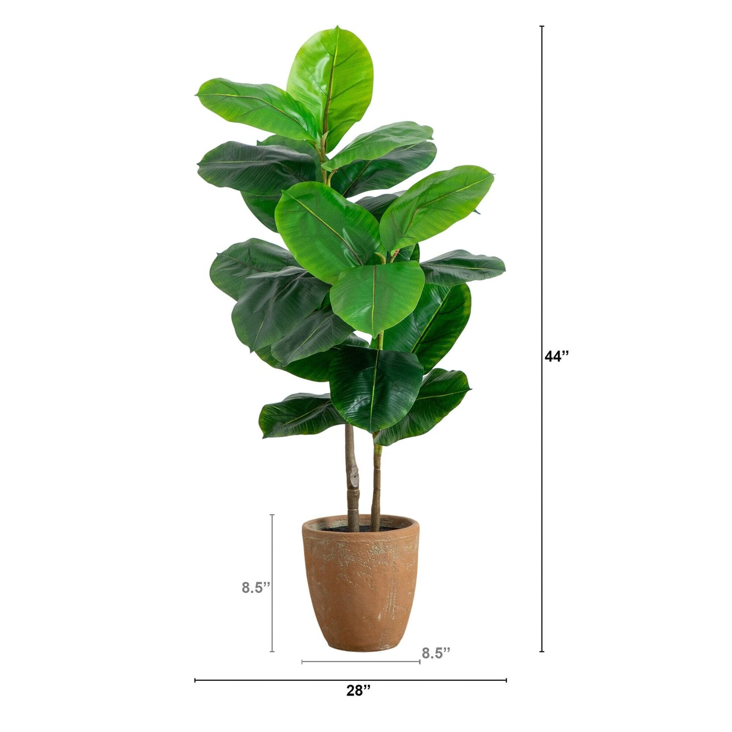 44-inch artificial rubber tree in decorative terracotta planter by Nearly Natural on Tampa Home & Garden Store