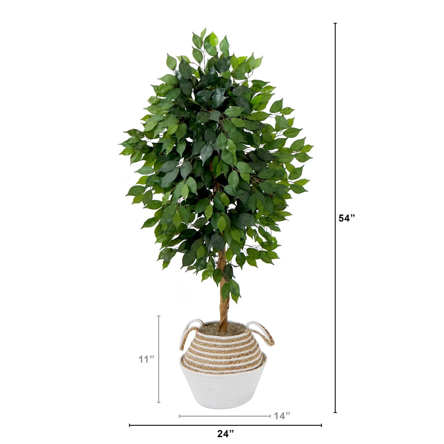 4.5 ft Ficus Tree with Double Trunk in a cotton & jute basket DIY kit by Nearly Natural on Tampa Home & Garden Store