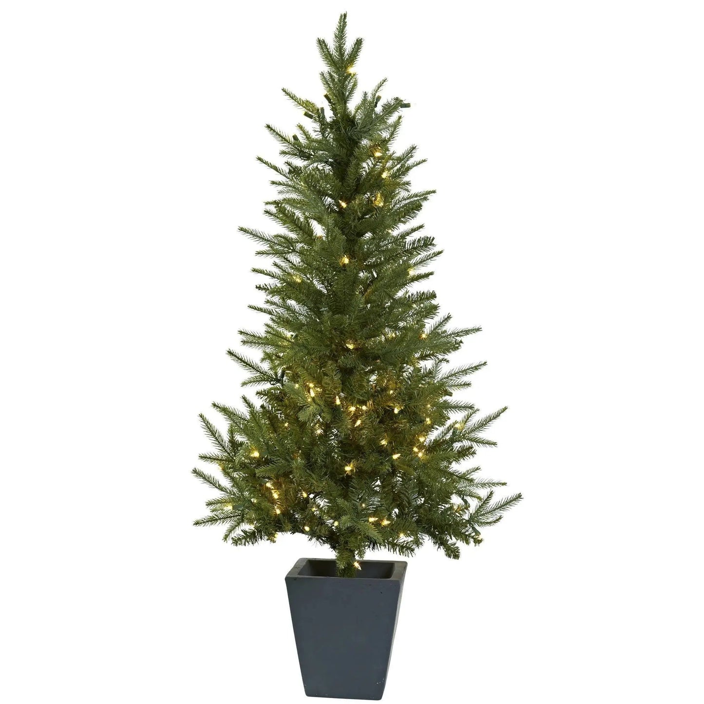 Nearly Natural 4.5 ft artificial Christmas tree with clear lights in a square planter on Tampa Home & Garden Store
