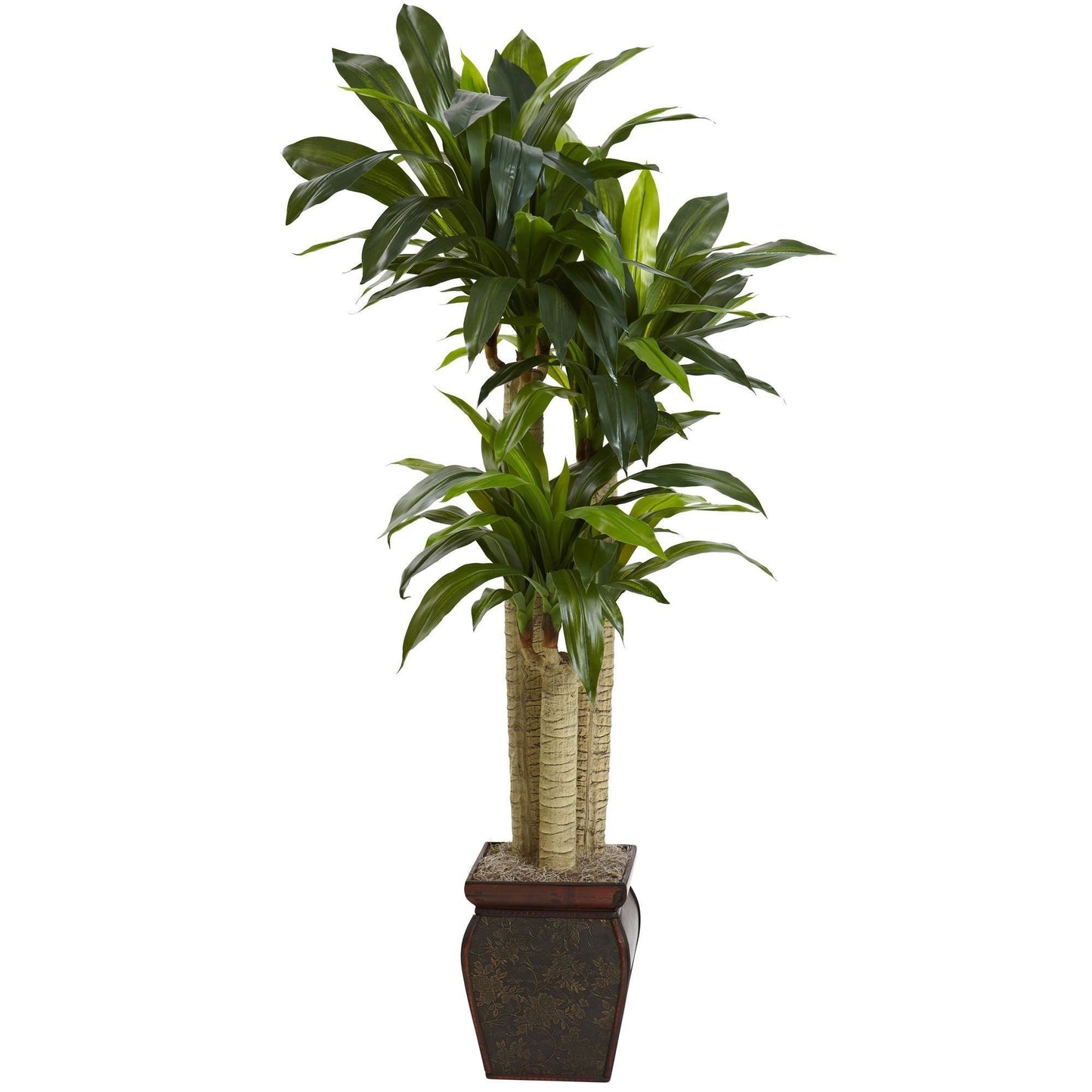 Cornstalk Dracaena in vase, 4.5 ft, green leaves, artificial plant by Nearly Natural on Tampa Home & Garden Store