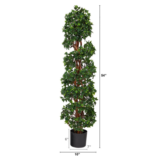 4.5’ English Ivy Spiral Topiary Artificial Tree with Natural Trunk UV Resistant (Indoor/Outdoor) - Tampa Home & Garden Store