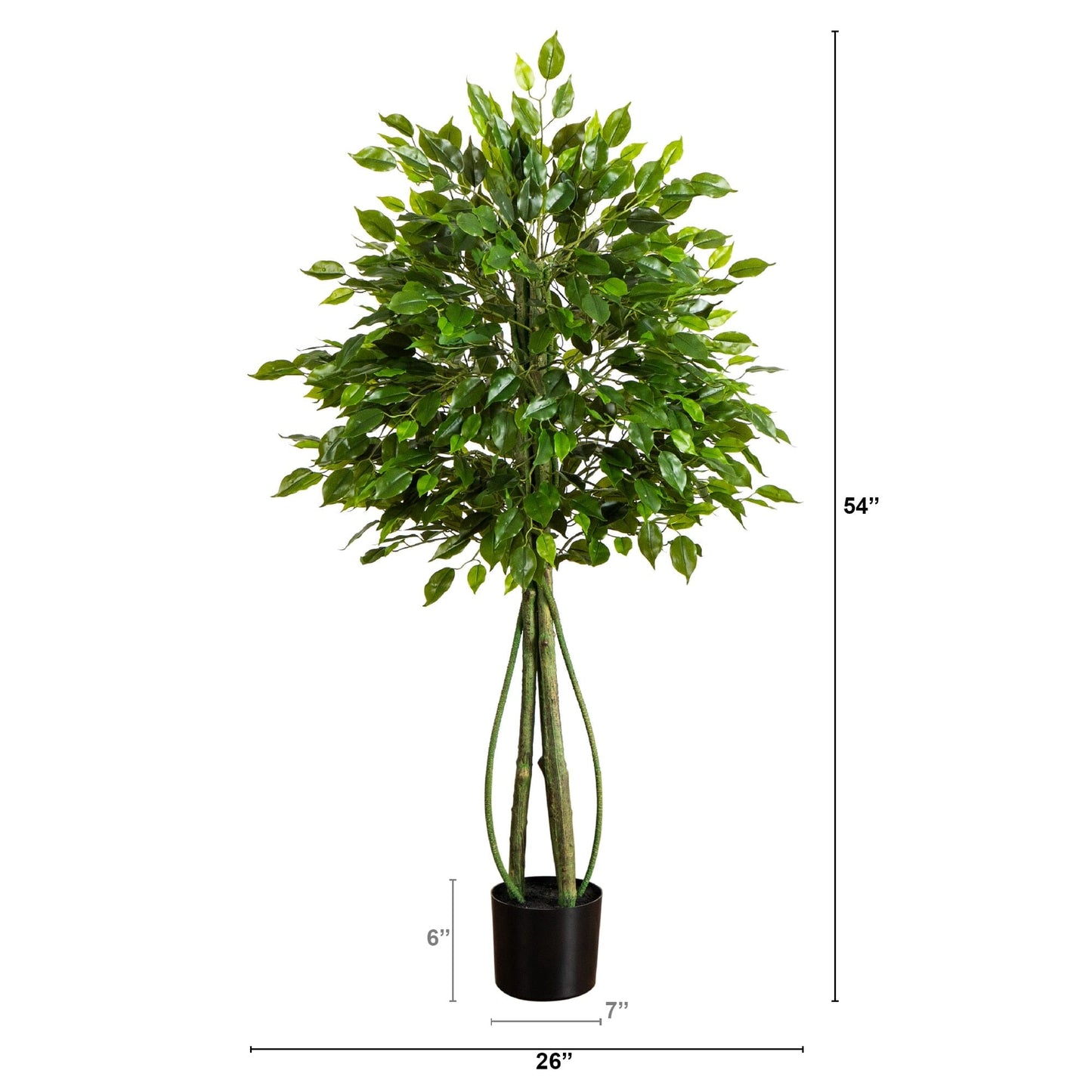 4.5-ft UV resistant artificial ficus tree indoor/outdoor by Nearly Natural in a black pot on Tampa Home & Garden Store