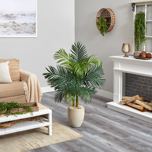 4.5' Golden Cane Palm Artificial Tree in Oval Planter by Nearly Natural on Tampa Home & Garden Store