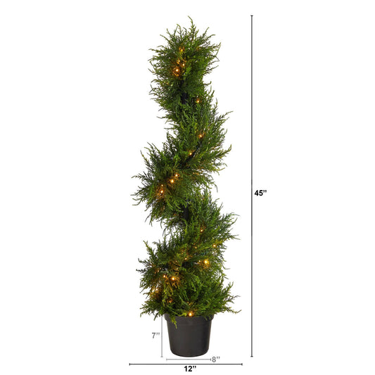 45” Spiral Cypress Artificial Tree with 80 Clear LED Lights UV Resistant (Indoor/Outdoor) - Tampa Home & Garden Store