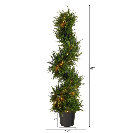 Nearly Natural 45 in Spiral Cypress artificial tree with 80 LED lights indoor/outdoor on Tampa Home & Garden Store
