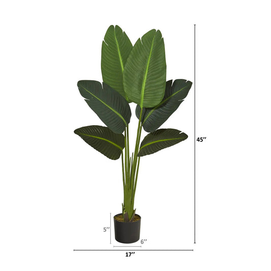 Nearly Natural 45-inch Traveler's Palm Real Touch artificial plant in a black pot on Tampa Home & Garden Store