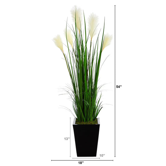 Nearly Natural Wheat Plum Grass artificial plant in black square planter, 54in tall on Tampa Home & Garden Store
